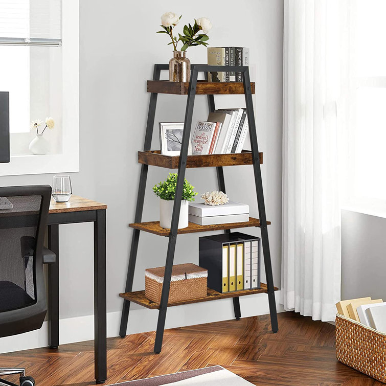 Borough Wharf 138H Ladder Bookcase Wood Storage Rack Bookshelf Plant